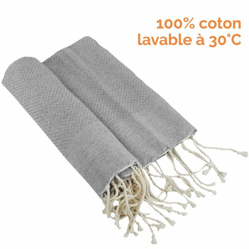 Fouta nid d'abeille - Unie - gris pierre