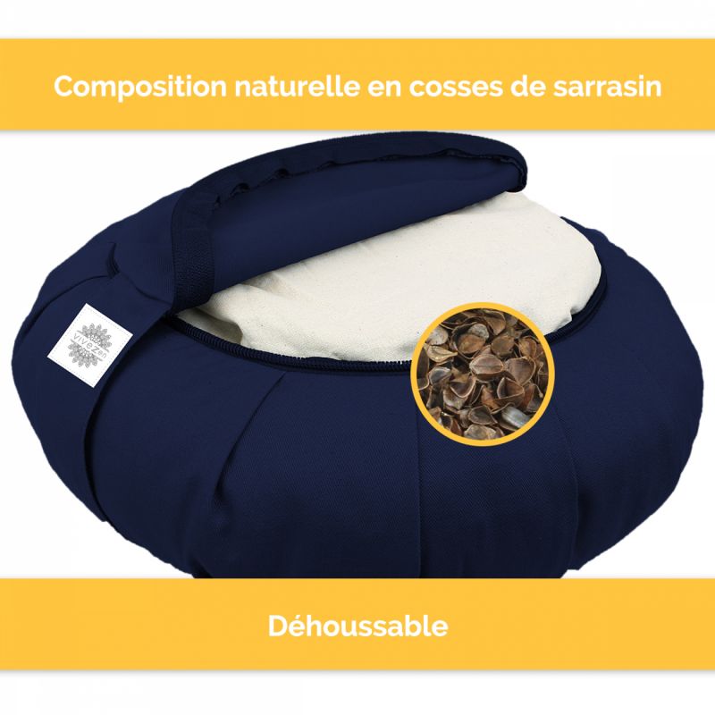 Coussin de méditation - Rond - 38 x 38 x 13 cm - Bleu