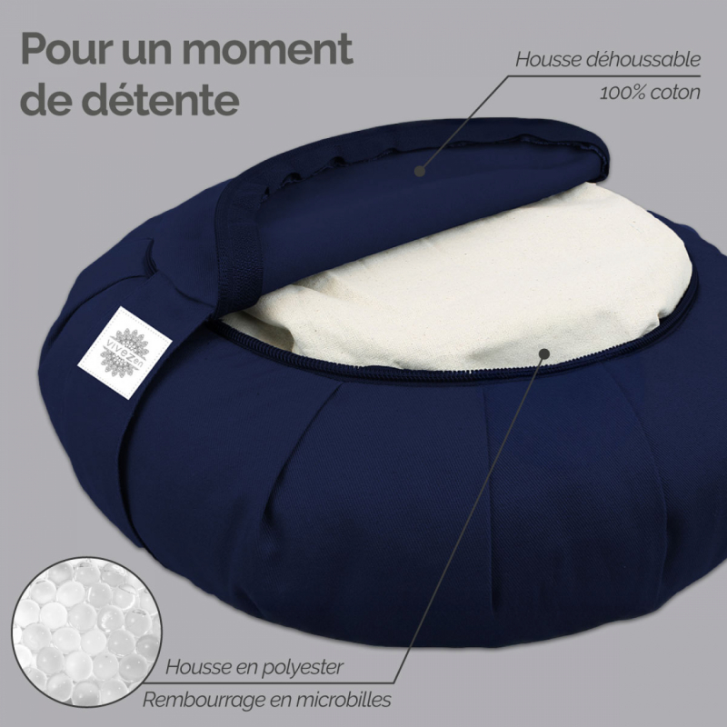 Coussin de méditation - Rond - 38 x 38 x 13 cm - Bleu
