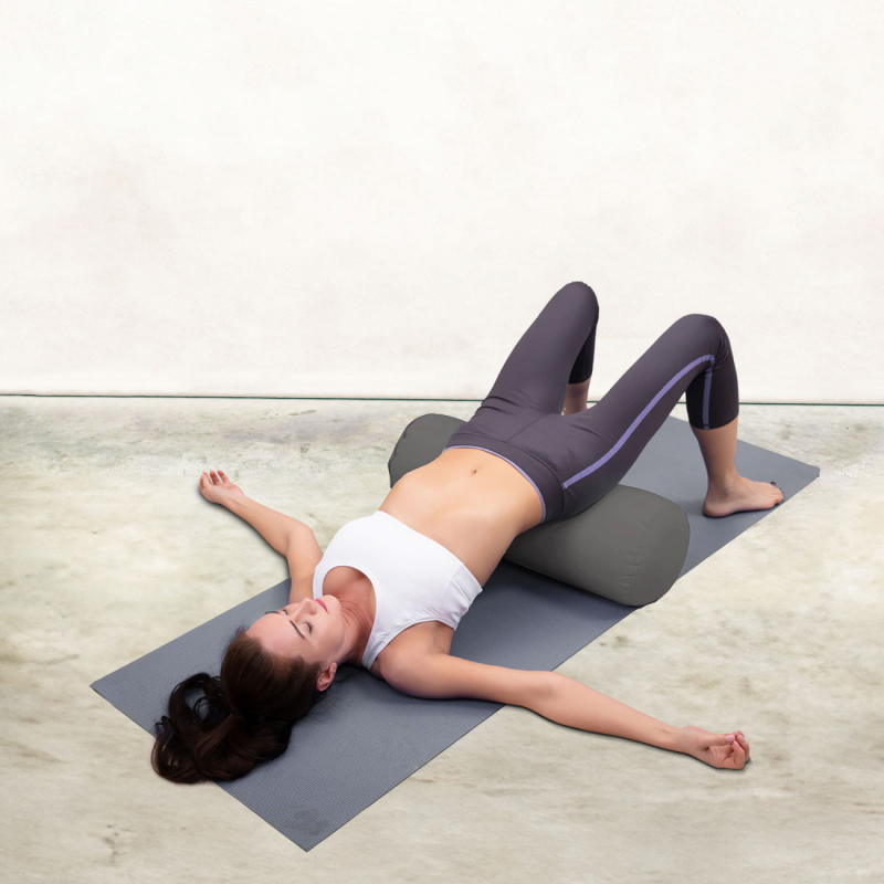 Traversin de yoga - 24 x 64 cm - Gris