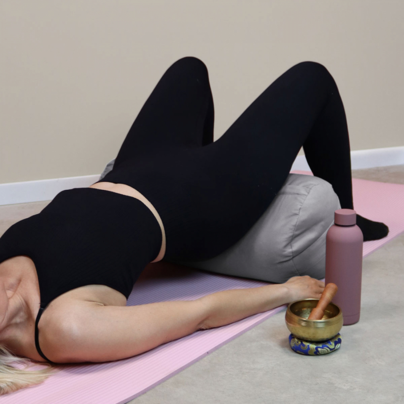 Traversin de yoga - 24 x 64 cm - Gris