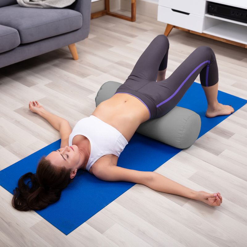 Traversin de yoga - 24 x 64 cm - Gris