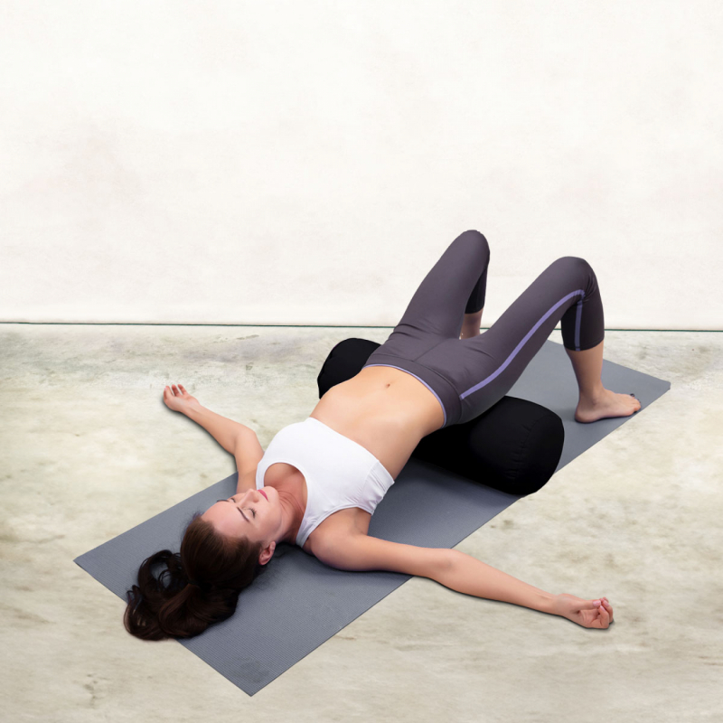 Traversin de yoga - 24 x 64 cm - Noir
