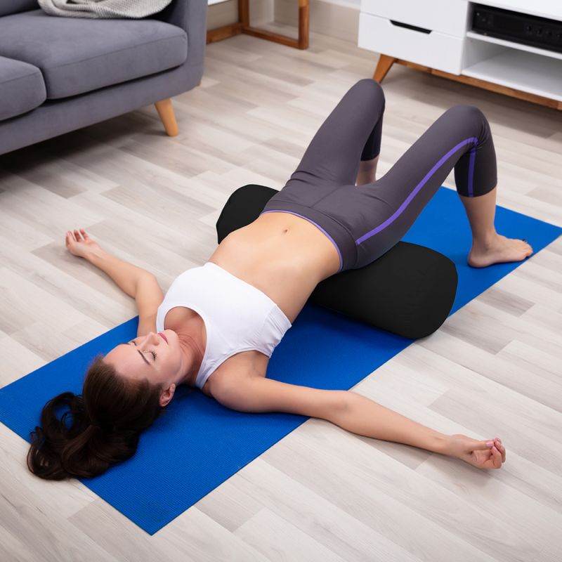 Traversin de yoga - 24 x 64 cm - Noir