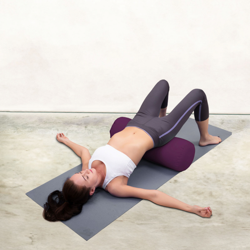 Traversin de yoga - 24 x 64 cm - Prune