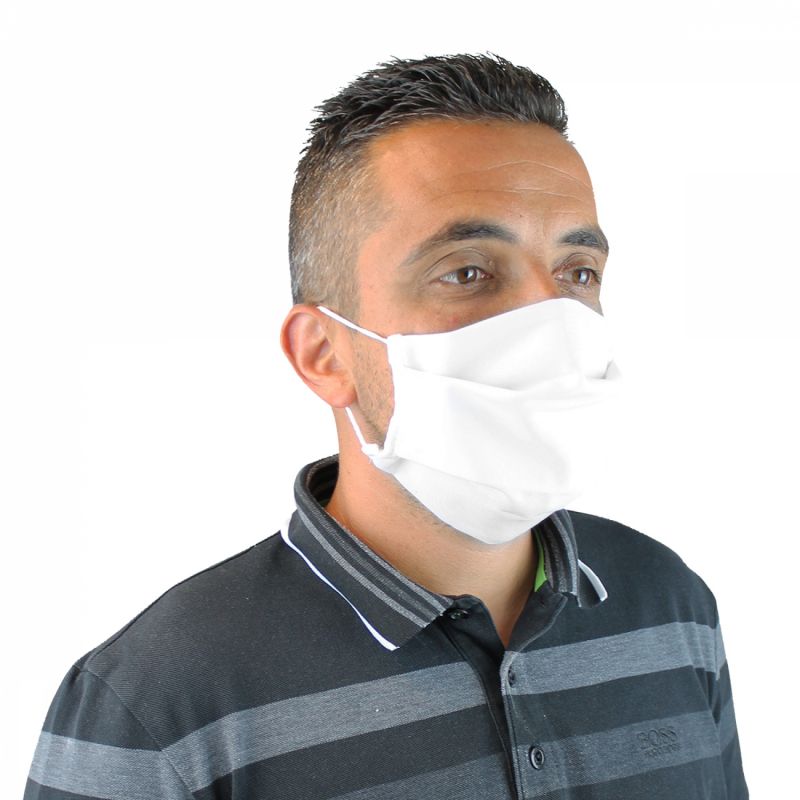 Lot de 5 masques de protection lavable en tissu - Blanc