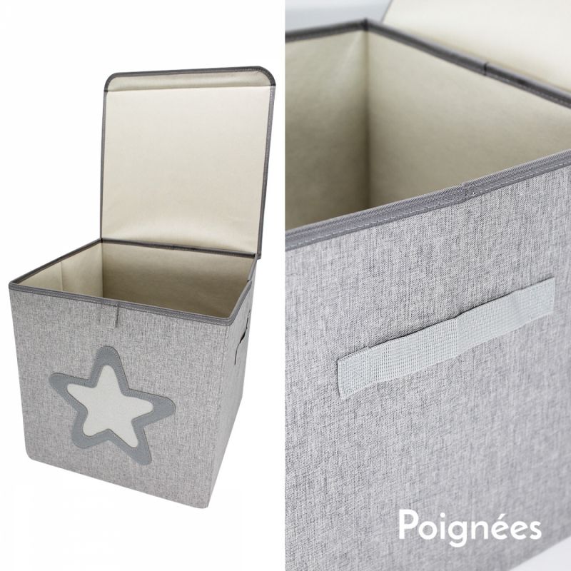 Boite de rangement - Harmonie - 33 x 33 x 33 cm - Gris Étoile