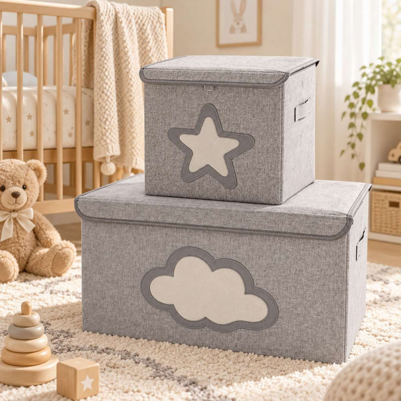 Boite de rangement - Harmonie - 50 x 35.5 x 35 cm - Gris Nuage