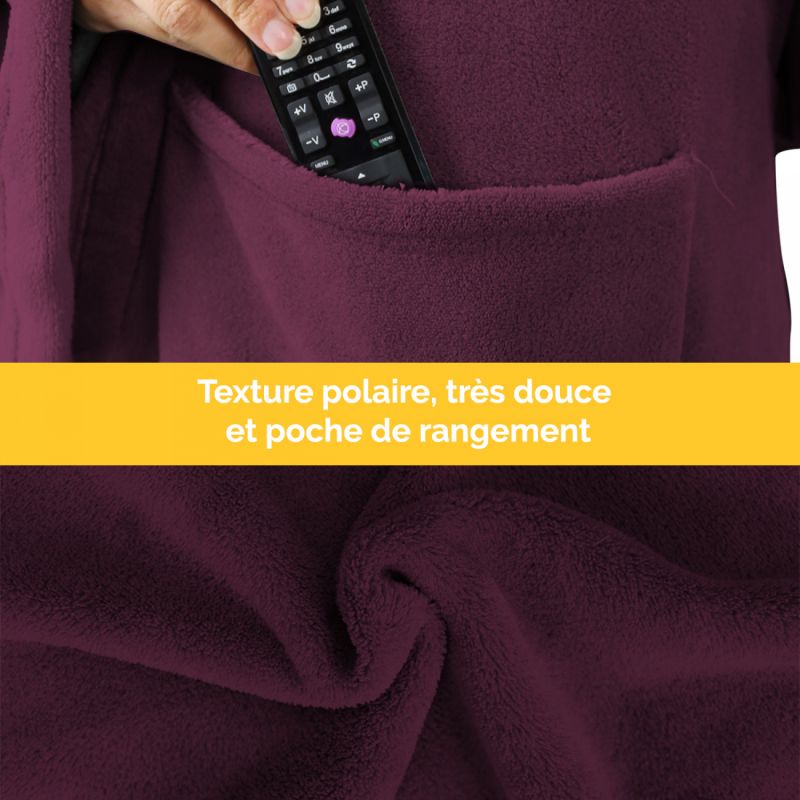 Plaid avec manches - Flanelle - Adulte - Prune