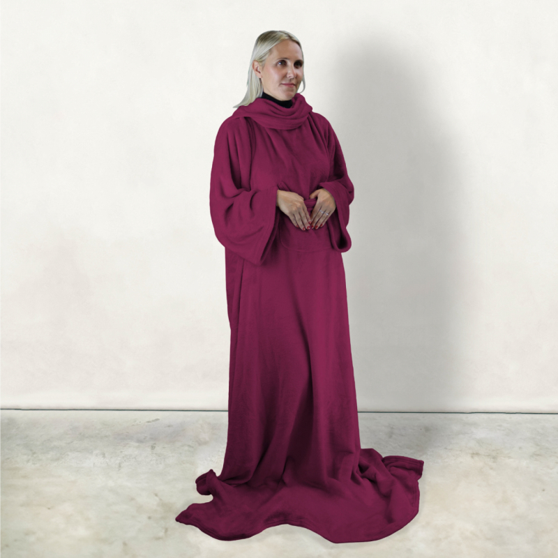 Plaid avec manches - Flanelle - Adulte - Prune