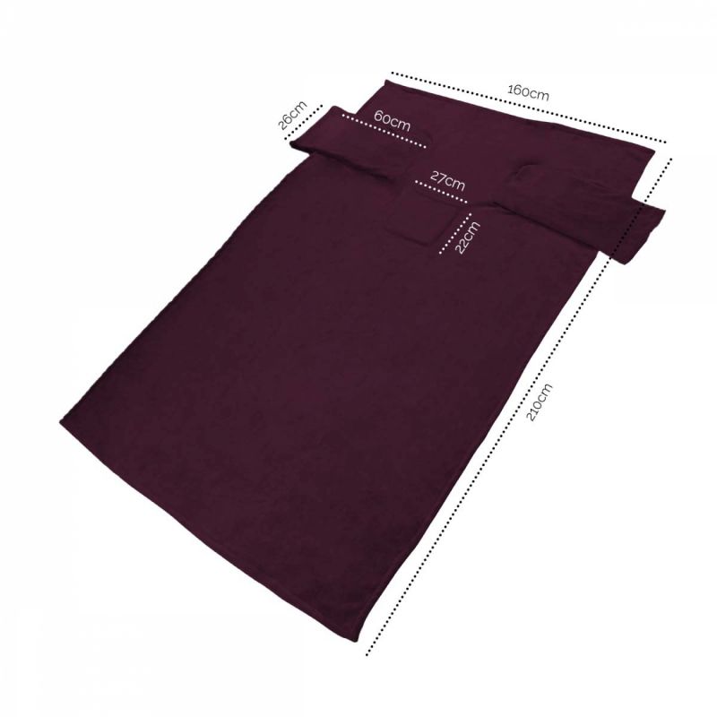 Plaid avec manches - Flanelle - Adulte - Prune