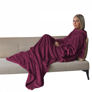 Plaid avec manches - Flanelle - Adulte - Prune
