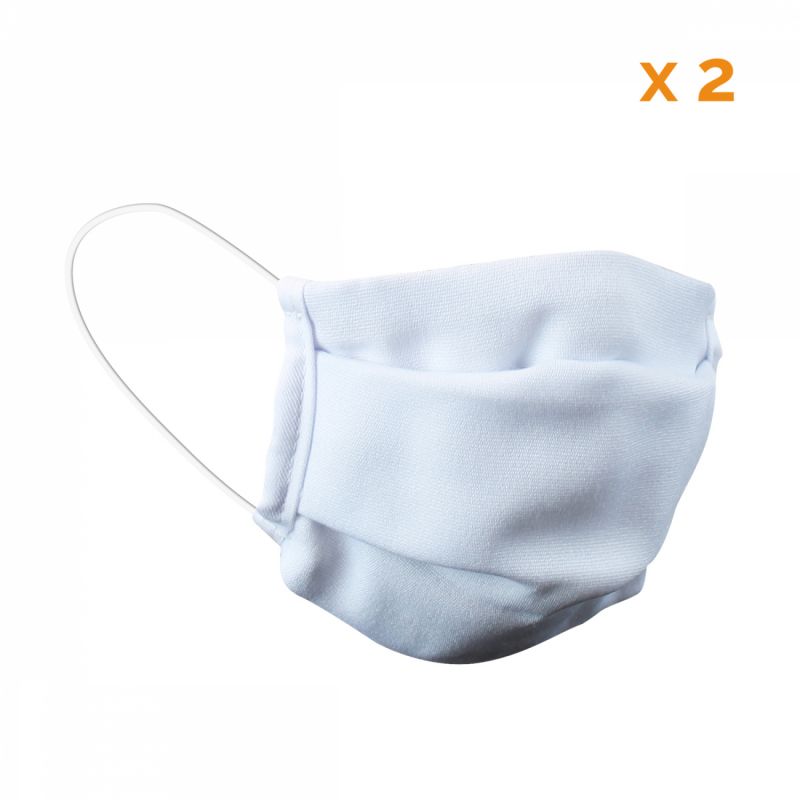 Lot de 2 masques de protection lavable en tissu enfant - Blanc