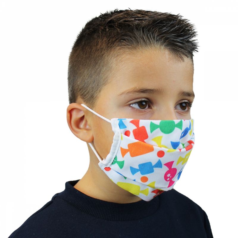 Lot de 2 masques de protection lavable en tissu enfant - Bonbon