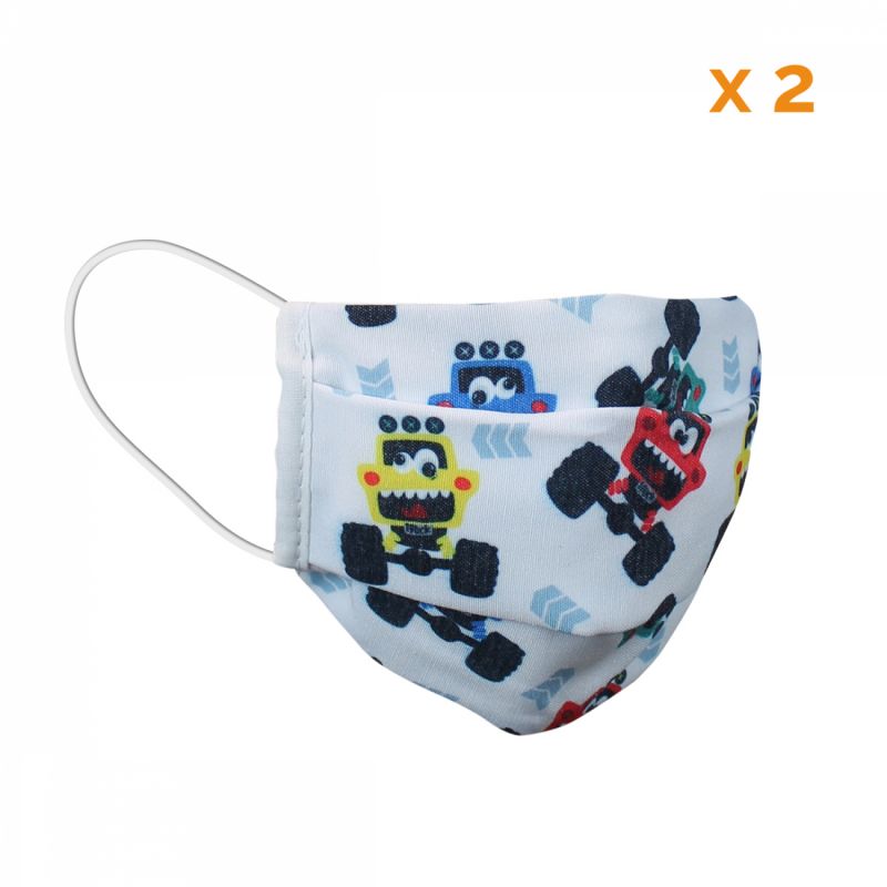 Lot de 2 masques de protection lavable en tissu enfant - Voiture 4x4