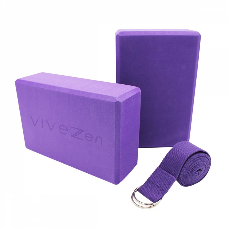 Kit de 2 briques + sangle de yoga - Violet