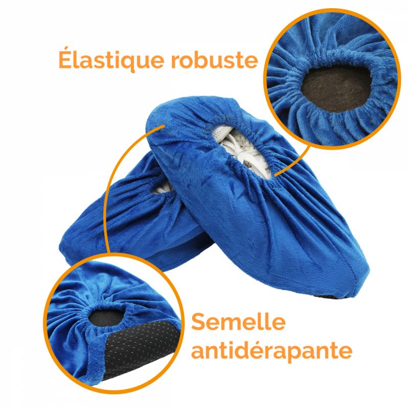 Lot de 5 paires de surchaussures antidérapantes - Bleu