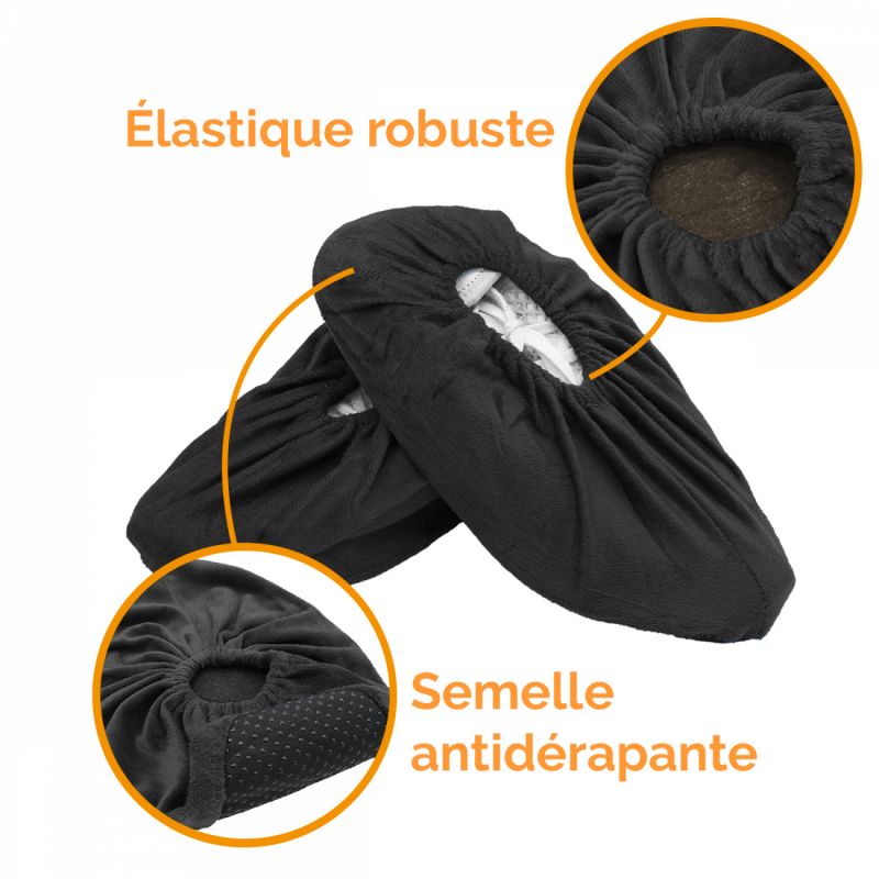 Lot de 5 paires de surchaussures antidérapantes - Noir