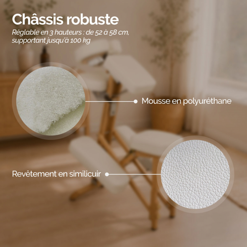 Chaise de massage - Bois - Blanc