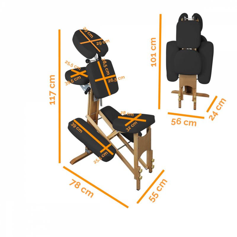 Chaise de massage - Bois - Noir