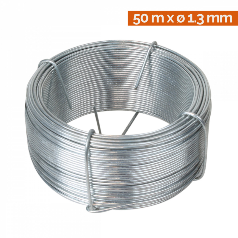 Fil d'attache galvanisé - 50 m x 1,3 mm ø - Gris