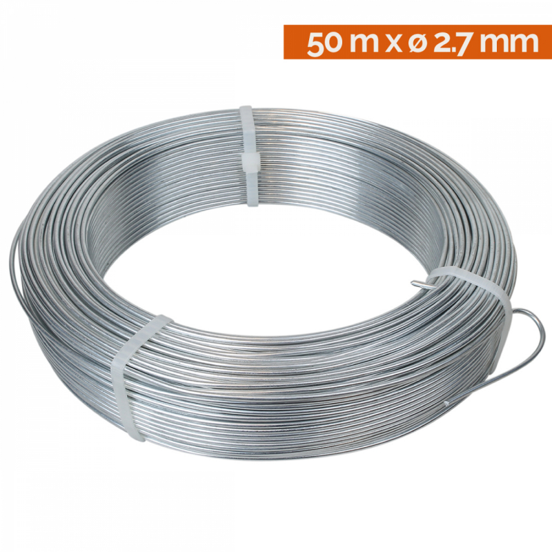 Fil de tension galvanisé - 50 m x 2.7 mm ø - Gris
