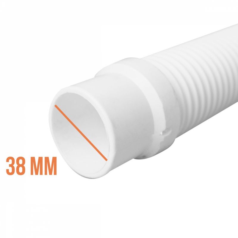 Tuyau flottant de raccordement pour piscine - Ø38 mm - 80 cm - Blanc