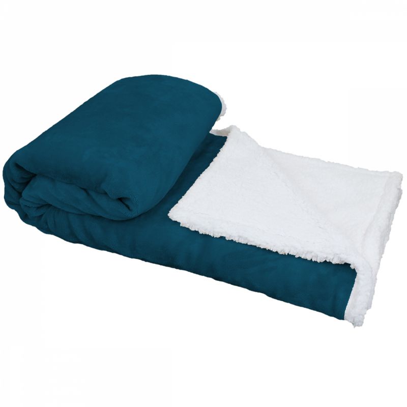 Plaid sherpa et flanelle XL - 220 x 240 cm - Bleu