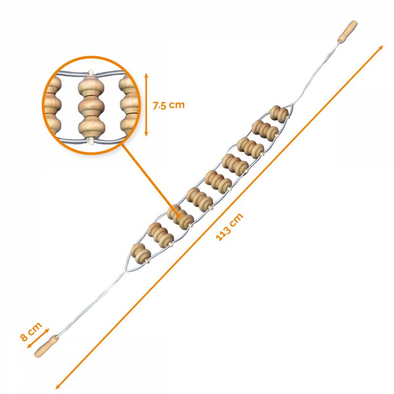 Sangle de massage de dos - 3 boules - Bois