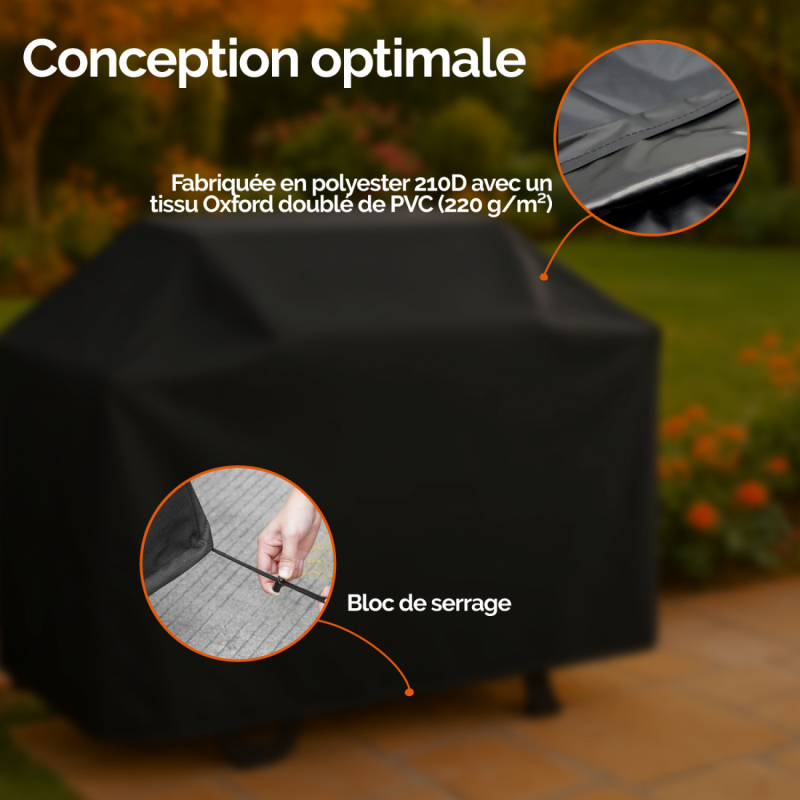 Bâche de protection pour barbecue - 147 x 61 x 122 cm - Noir