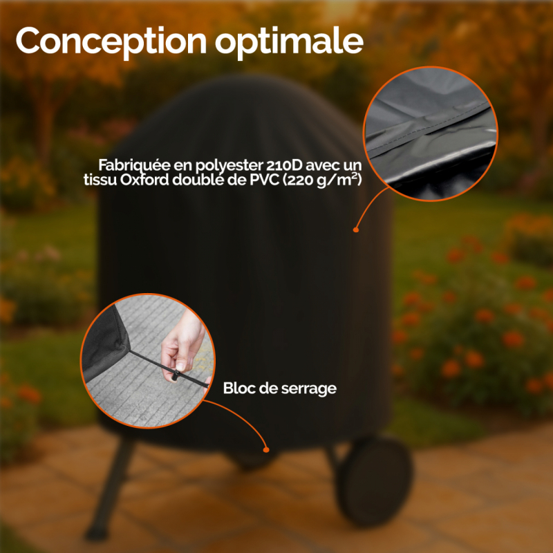 Bâche de protection pour barbecue - 70 x 90 cm - Noir