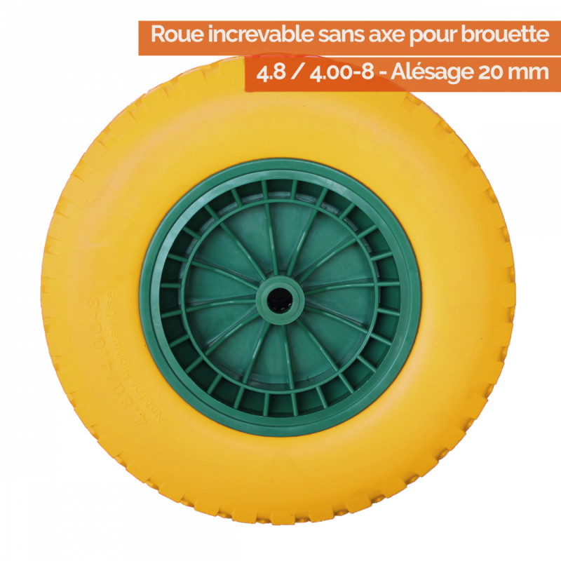 Roue increvable sans axe pour brouette - 4.8 / 4.00-8