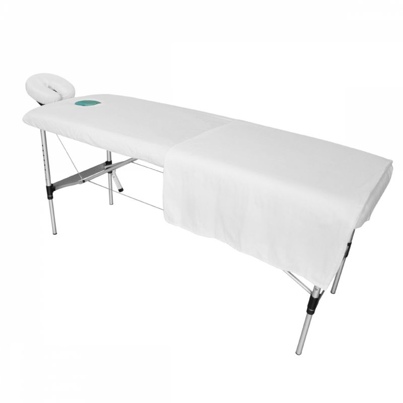 Set de drap + drap-housse pour table de massage - Flanelle - Blanc