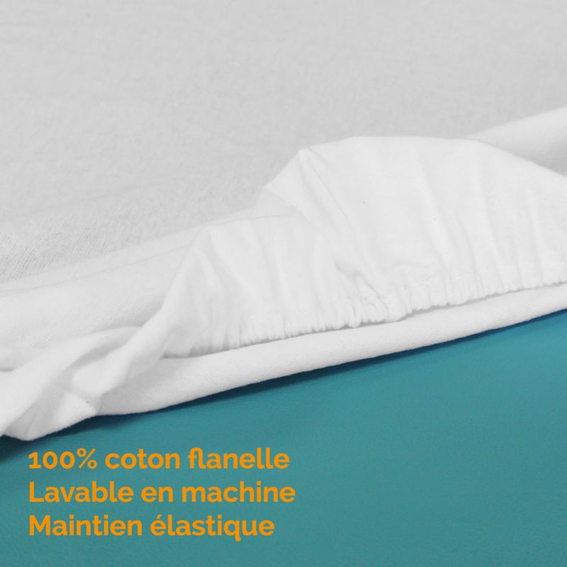 Set de drap + drap-housse pour table de massage - Flanelle - Blanc