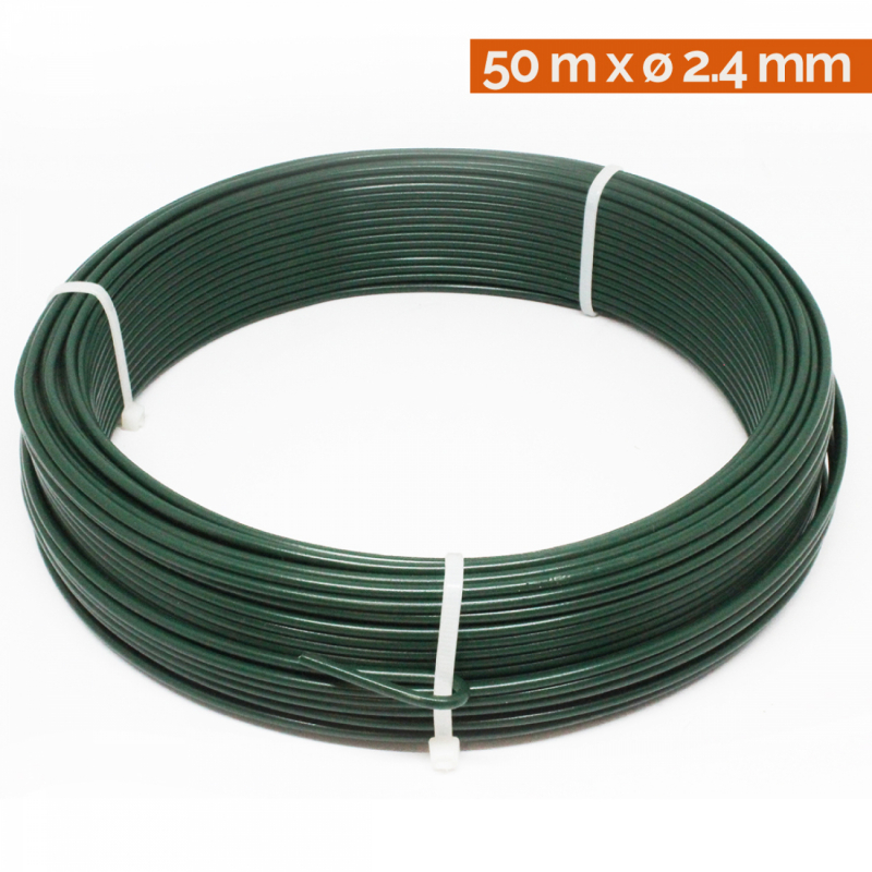 Fil de tension plastifié - 50 m x 2.4 mm ø - Vert