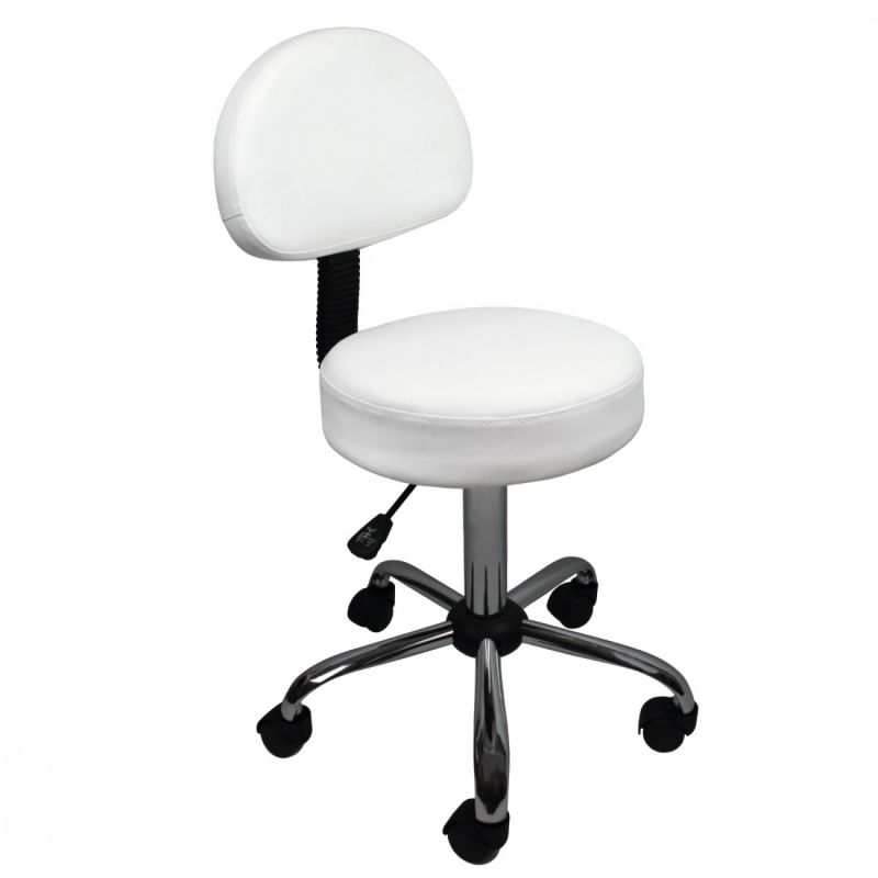 Tabouret réglable avec dossier - Confort - Blanc