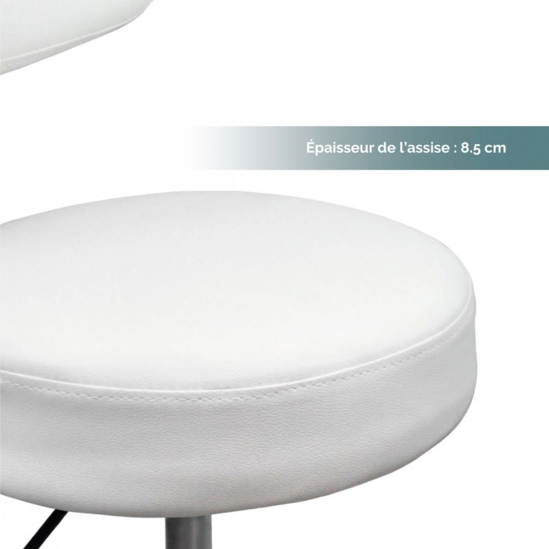 Tabouret réglable avec dossier - Confort - Blanc