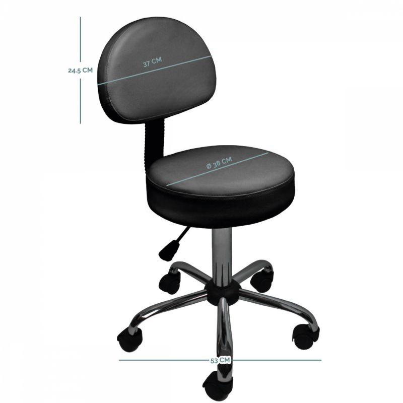 Tabouret réglable avec dossier - Confort - Noir