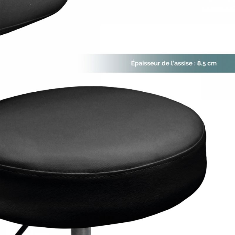 Tabouret réglable avec dossier - Confort - Noir