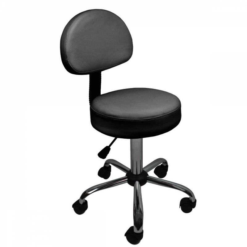 Tabouret réglable avec dossier - Confort - Noir