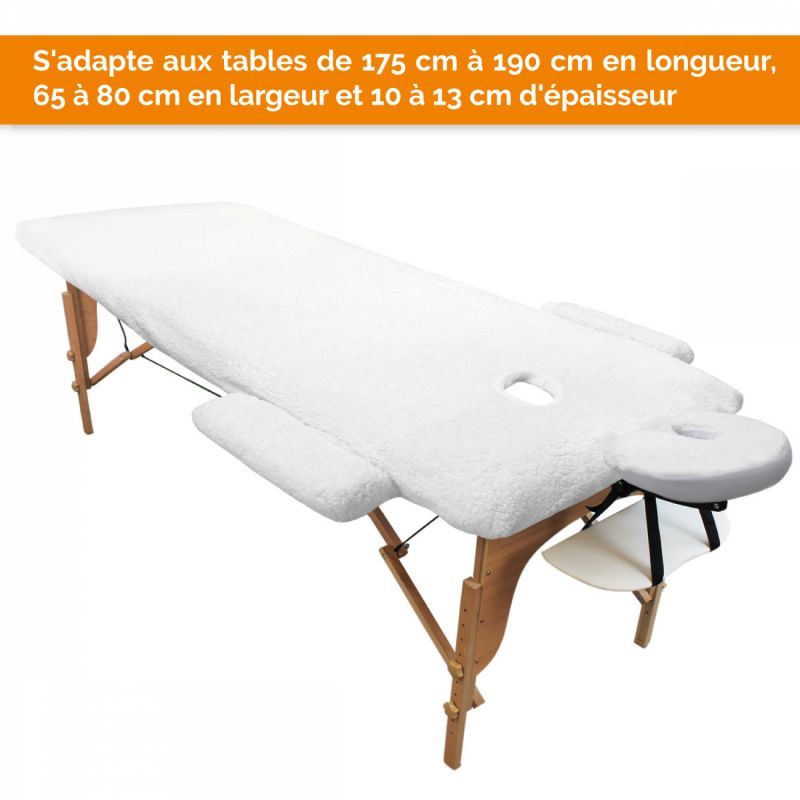 Kit complet de housses polaires pour table de massage - Sherpa - Blanc