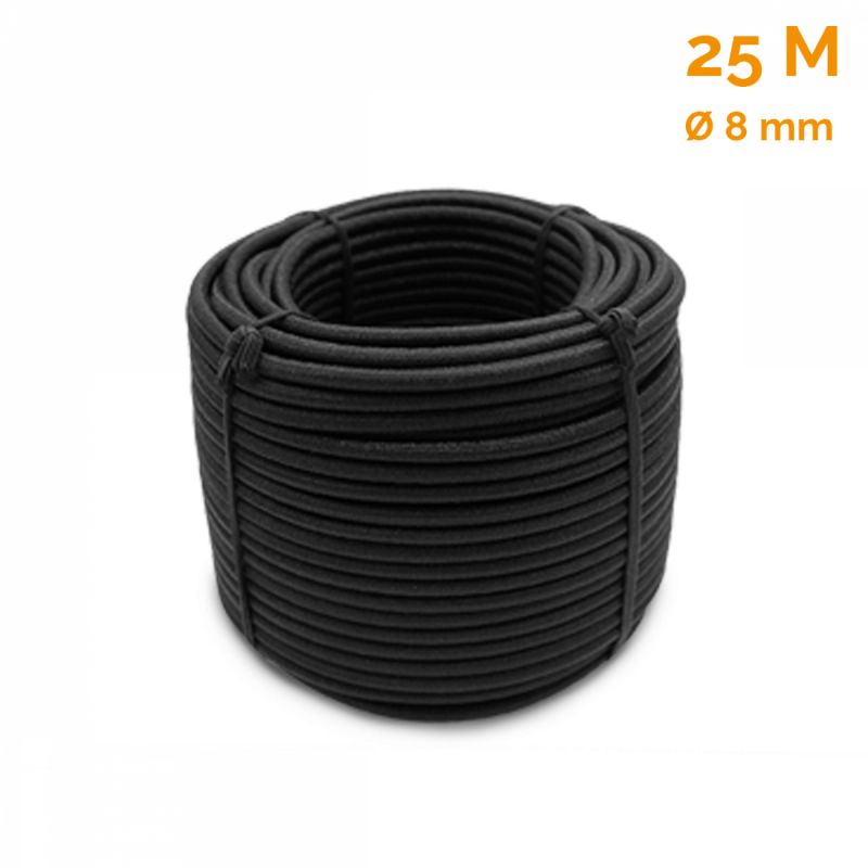 Rouleau de tendeur - 25 mètres x 8 mm - Noir