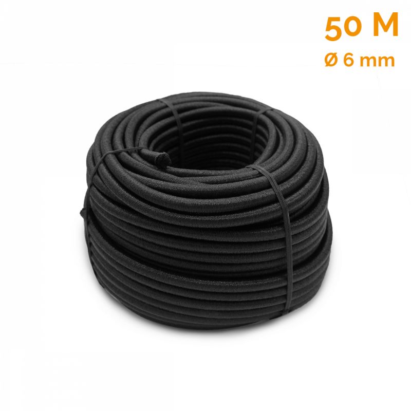 Rouleau de tendeur - 50 mètres x 6 mm - Noir