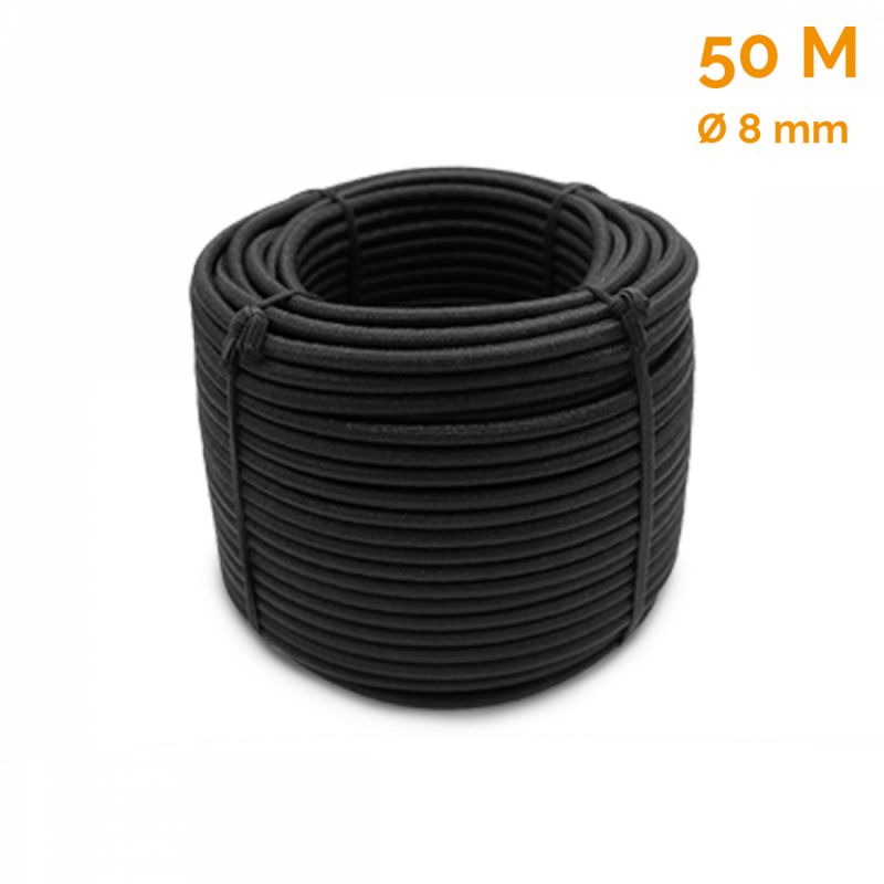 Rouleau de tendeur - 50 mètres x 8 mm - Noir