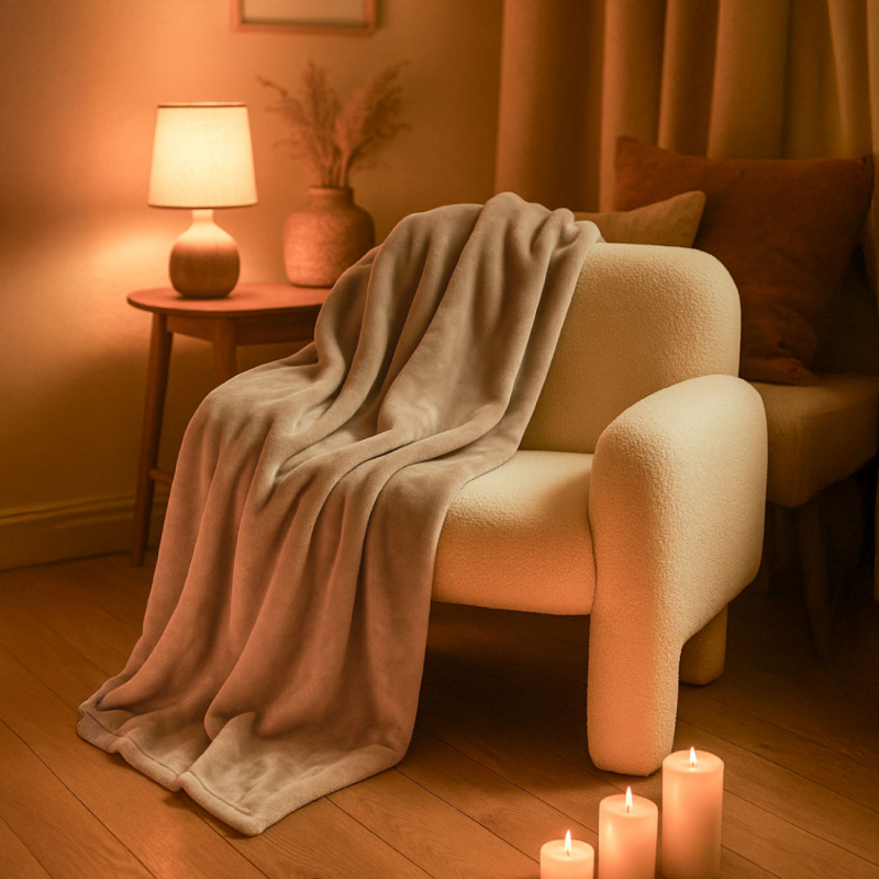 Plaid flanelle - 150 x 200 cm - Beige