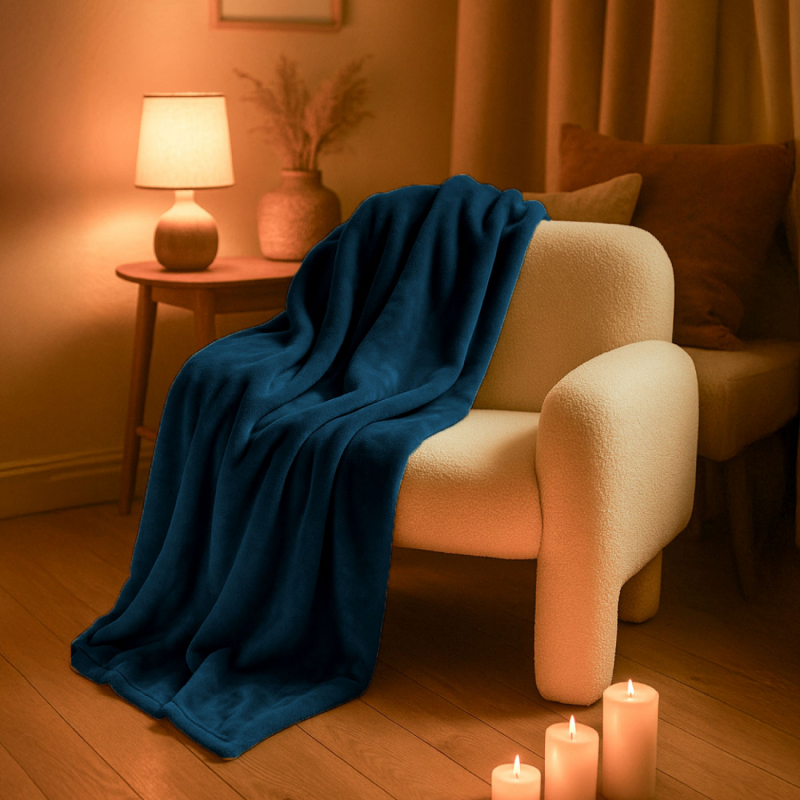 Plaid flanelle - 150 x 200 cm - Bleu
