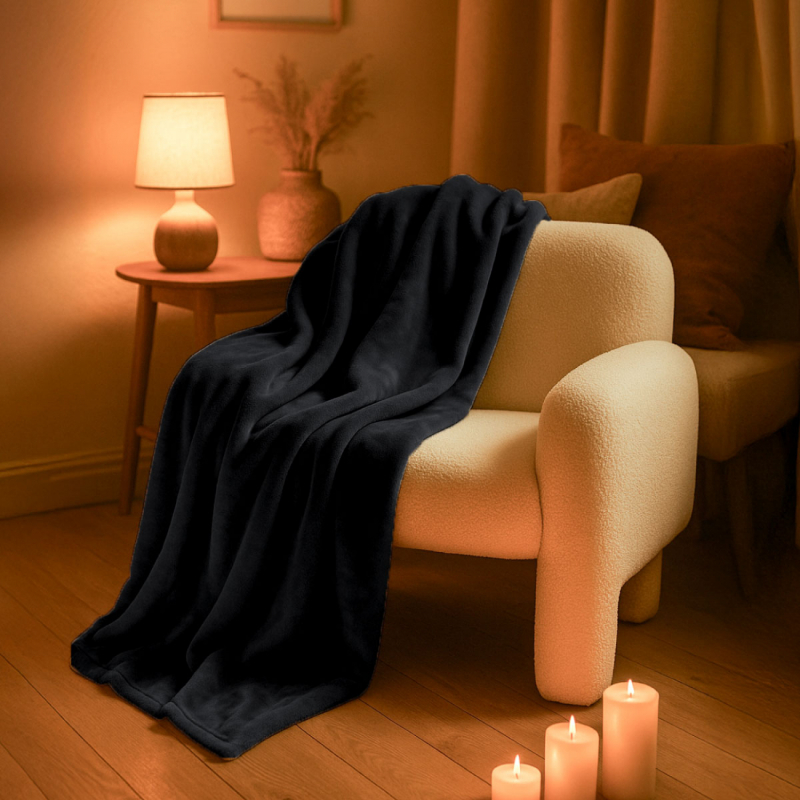 Plaid flanelle - 150 x 200 cm - Noir