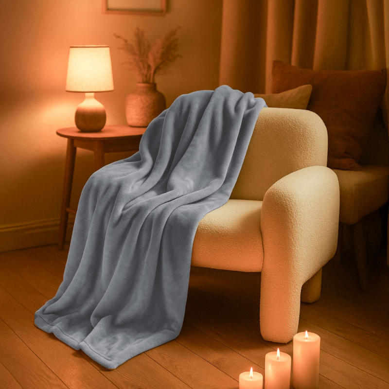 Plaid flanelle XL - 220 x 240 cm - Gris