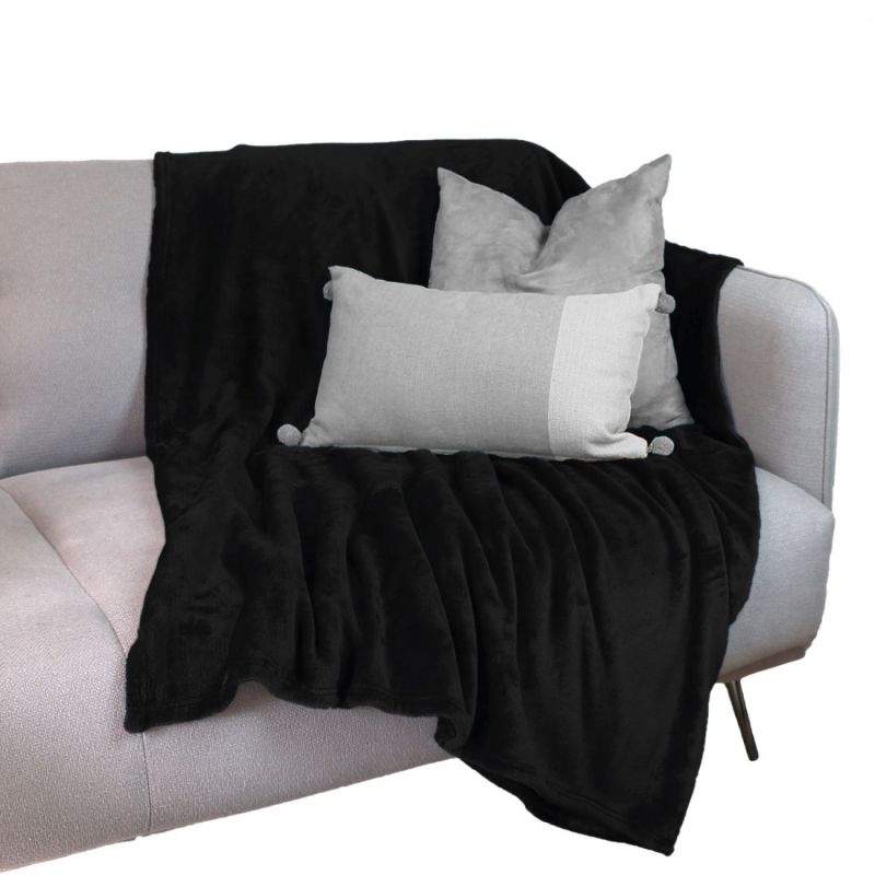 Plaid flanelle XL - 220 x 240 cm - Noir