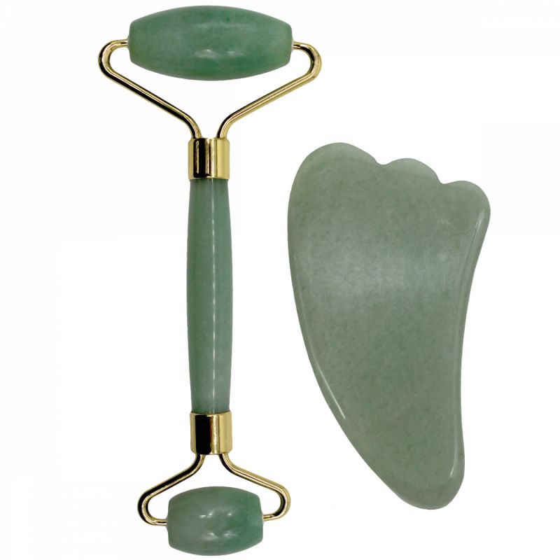 Rouleau de jade et pierre Gua Sha